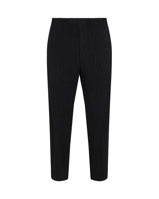 Homme Plissé Issey Miyake Black Trousers Pleated Straight for men