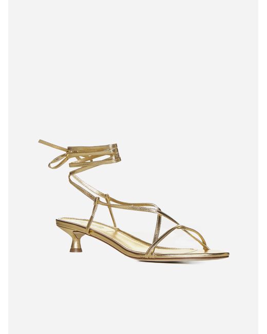 Aeyde Natural Paige Laminated Nappa Leather Sandals
