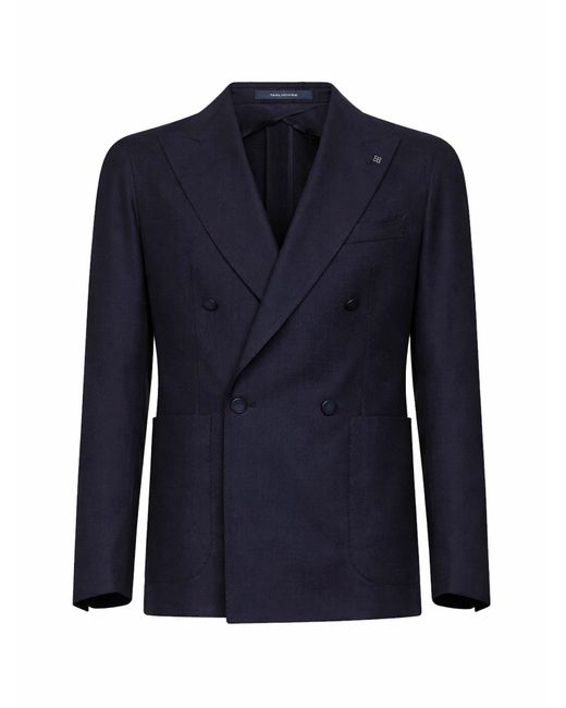 Tagliatore Blue Stretch Virgin Wool Montecarlo Double-Breasted Blazer for men