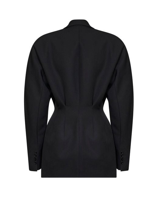 Mugler Black Lightweight Virgin Wool Deconstructed Cinched Blazer