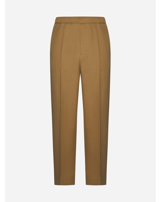 Lanvin Natural Tapered Wool Trousers for men
