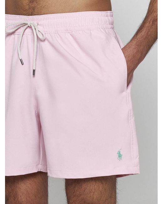 Polo Ralph Lauren Pink Logo Swim Shorts for men