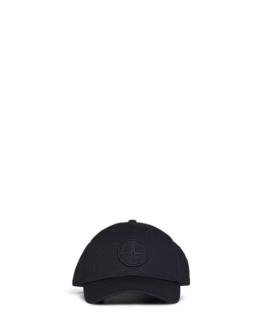 Stone Island Blue Cotton Rep Embroidered Baseball Cap for men