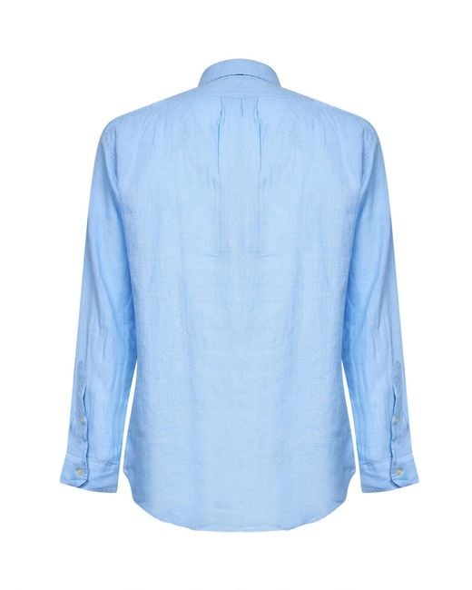 Polo Ralph Lauren Blue Linen Shirt Austin for men