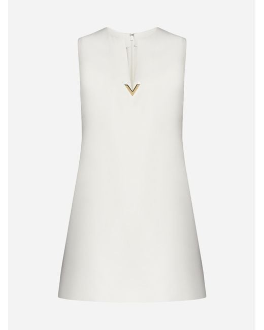 Valentino White Wool And Silk Mini Dress