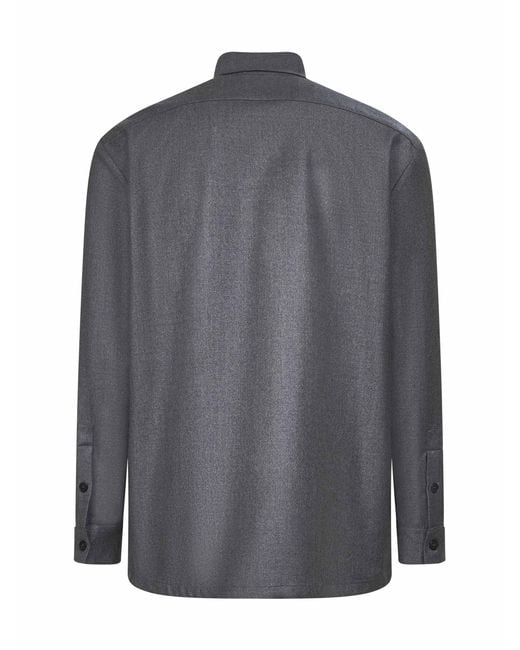 D 40 Gray Virgin Wool Shirt Jacket for men