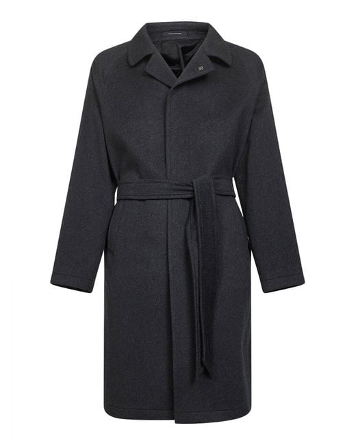 Tagliatore Black Wool And Cashmere Salomons Wrap Coat for men