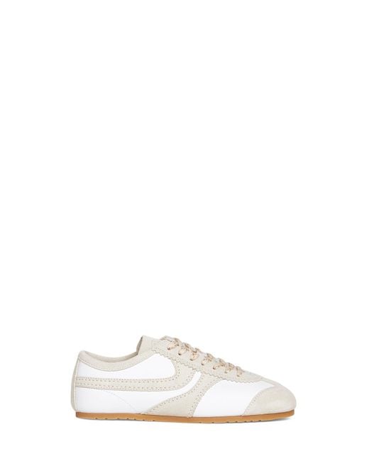 Dries Van Noten White Nappa Leather Sneakers With Suede Details