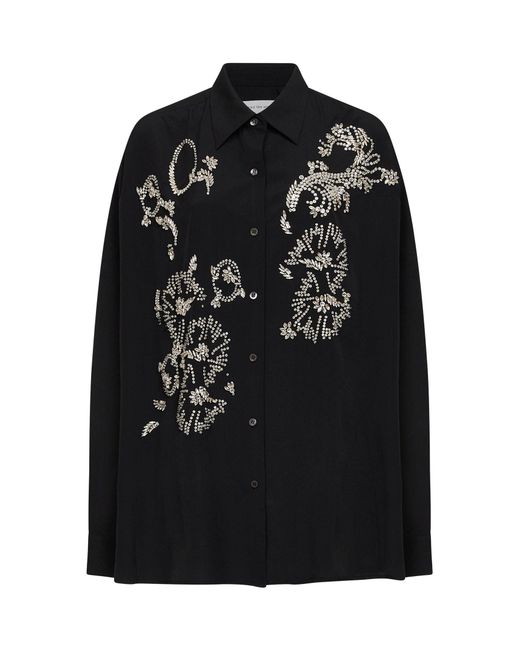 Dries Van Noten Black Shirt Cocoon Embroidered