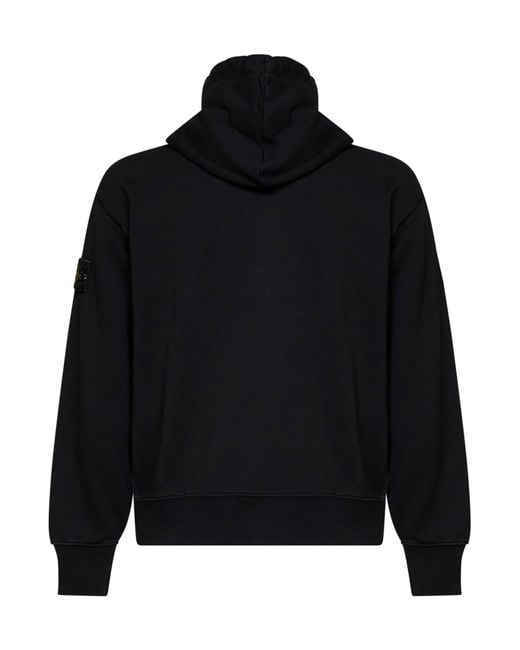 Stone Island Blue Organic Cotton Zip-Up Hoodie for men
