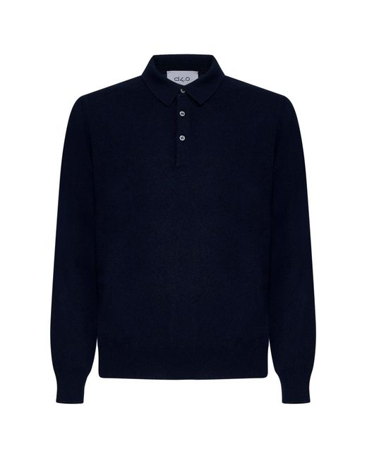 D 40 Blue Virgin Wool, Viscose And Cashmere Polo Shirt for men