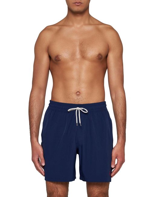 Polo Ralph Lauren Blue Logo Swim Shorts for men