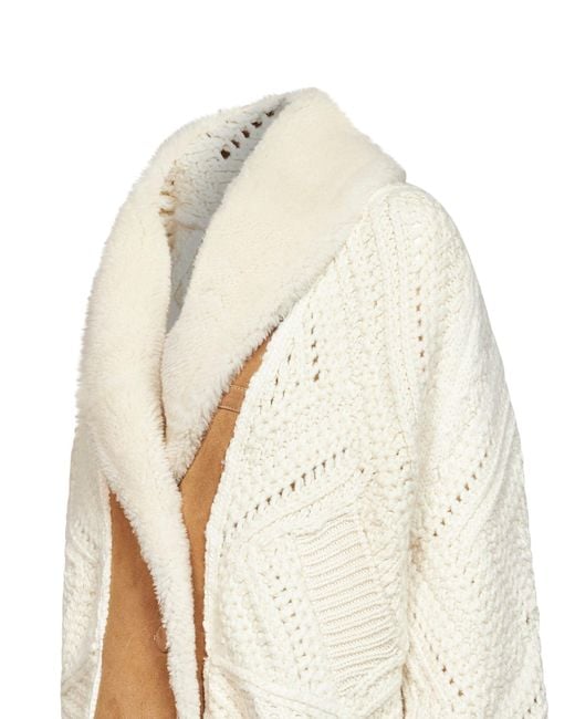 Ermanno Scervino White Ivory Knit Wool Jacket With Suede Inserts
