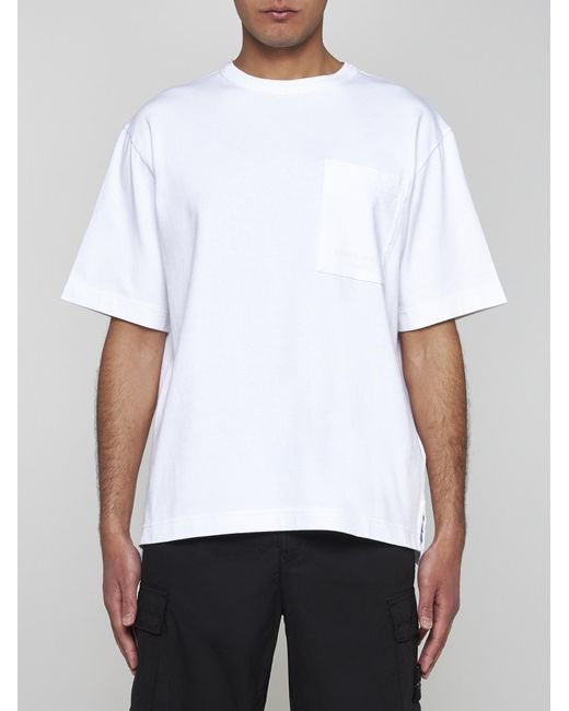 Stone Island White Logo Cotton T-shirt for men