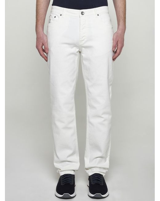 Brunello Cucinelli White Slim Fit Jeans for men