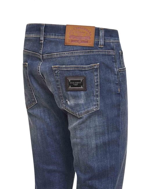 Dolce & Gabbana Blue Stretch Cotton Denim Slim Jeans for men
