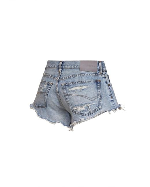 Balenciaga Blue Bleach Light Organic Vintage Denim Mini Shorts