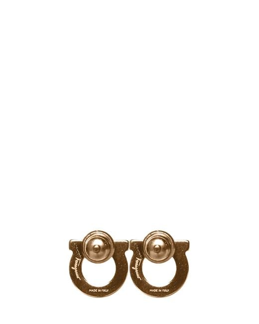 Ferragamo Metallic Rhinestones Gancini Earrings By