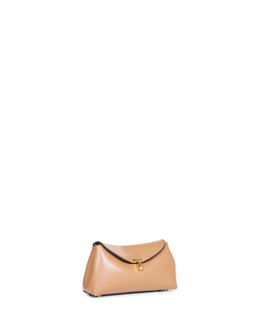 Totême  Natural Camel Mini T-Lock Clutch Bag