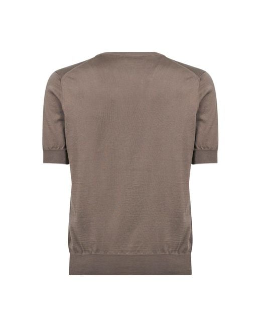 Brunello Cucinelli Brown Hazelnut Lightweight Cotton Knit Crewneck Sweater for men