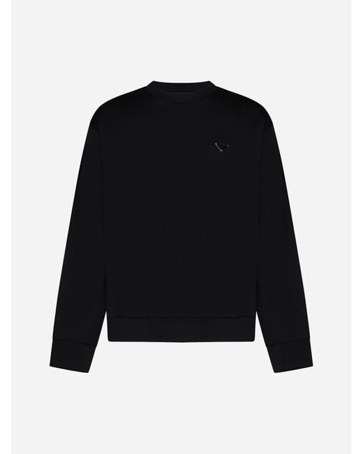 Prada Black Logo-plaque Cotton-blend Sweatshirt for men