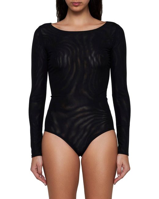 Blanca Vita Black Stretch Tulle Brovallia Bodysuit