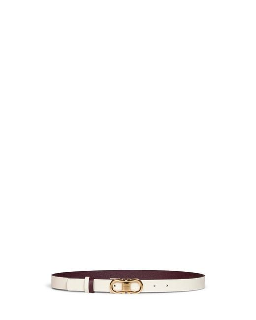 Ferragamo White Plum And Mascarpone Cream Reversible Gancini Belt