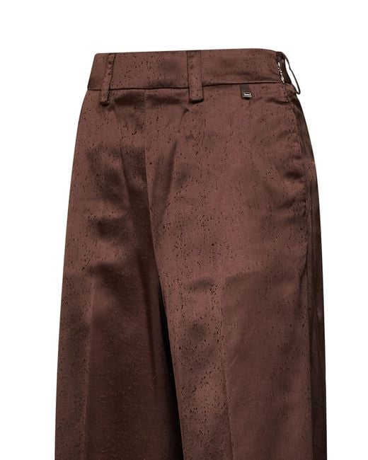 Herno Resort Brown Dark Chocolate Textured Satin Wide-Leg Resort Trousers