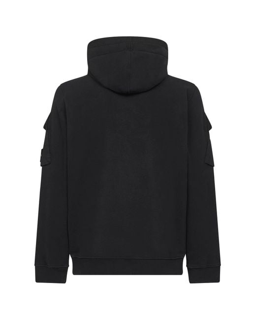 Felpa Con Zip E Cappuccio di Stone Island in Black da Uomo