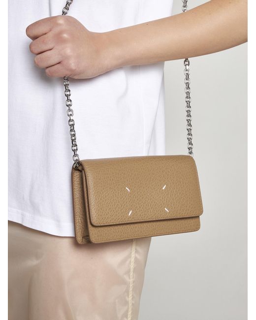 Maison Margiela Medium Leather Chain Wallet Bag in Natural | Lyst