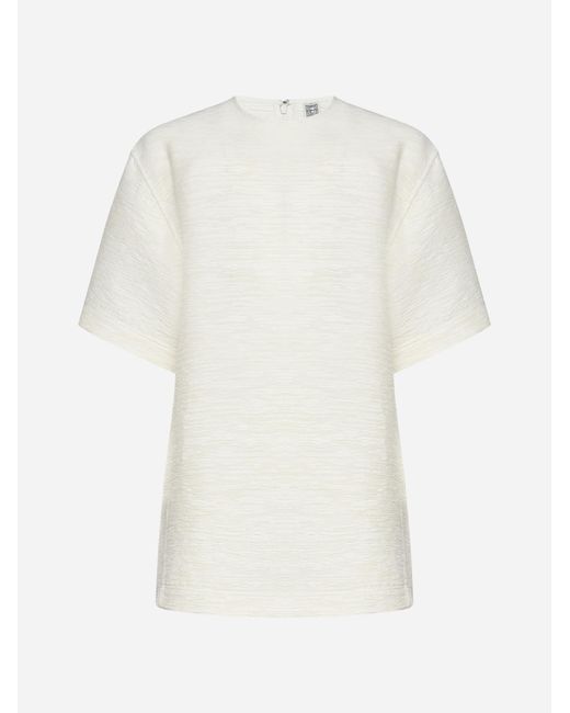 Totême  White Crinkled Viscose T-shirt