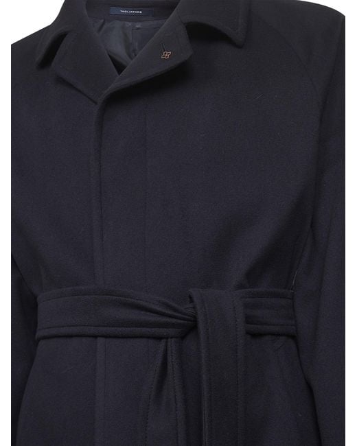Tagliatore Blue Wool And Cashmere Salomons Wrap Coat for men