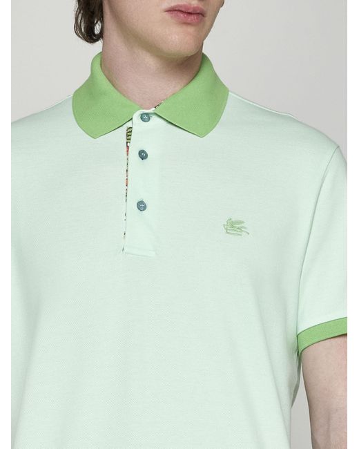 Etro Green Logo Cotton Polo Shirt for men