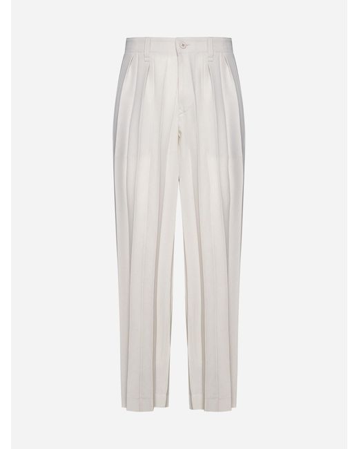 Homme Plissé Issey Miyake White Pleated Trousers for men