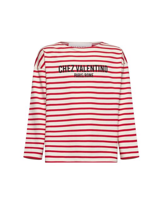 Valentino Red Butter Striped Chez Print T-Shirt for men