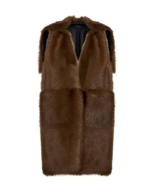 Max Mara Brown Shearling Amica Reversible Vest
