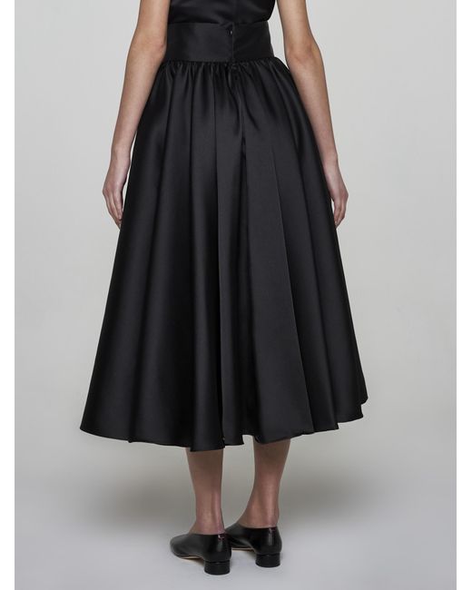 Blanca Vita Black Granoturco Satin Midi Skirt