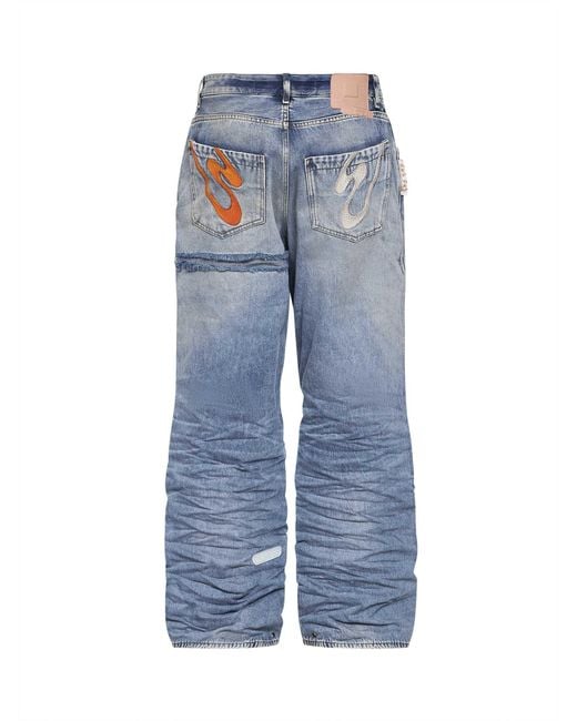 PDF Blue Crinkled-Effect Denim Rich Kid Jeans for men