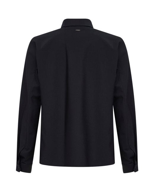 Herno Blue Bi-Stretch Wool Canvas Shirt for men