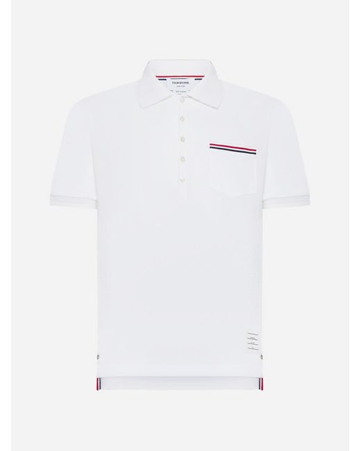 Thom Browne White Cotton Polo Shirt for men