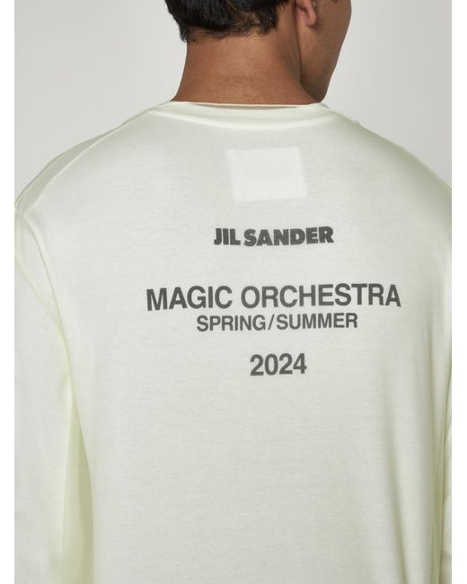 Jil Sander White Back Logo Double Layer T-shirt for men