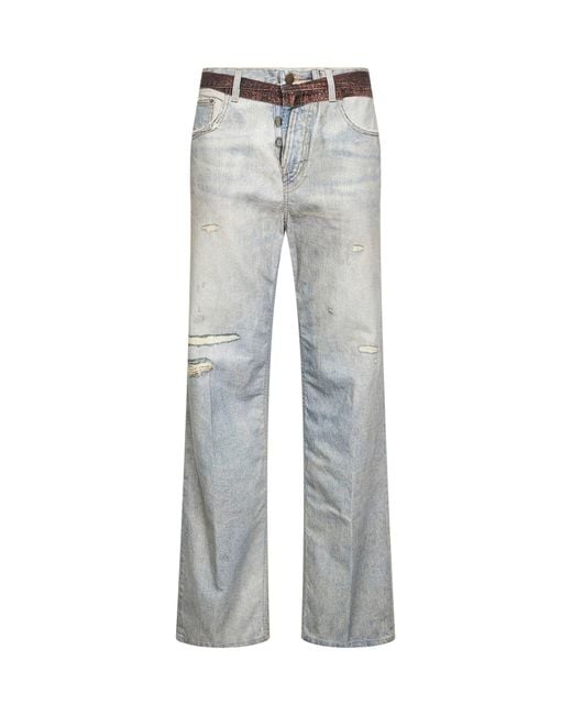 Haikure Gray Denim Bonnie Boyfriend Jeans With Trompe-L'Œil Print
