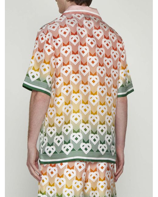Casablancabrand Multicolor Heart Monogram Silk Shirt for men