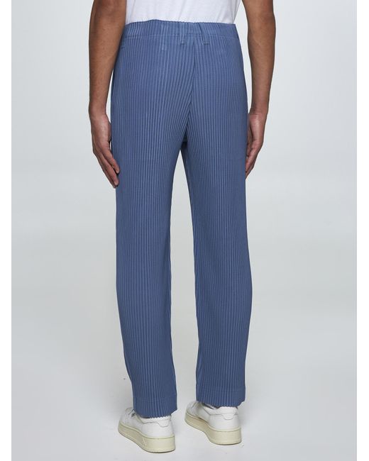 Homme Plissé Issey Miyake Blue Pleated Fabric Trousers for men