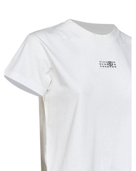 MM6 by Maison Margiela White Cotton Jersey Numeric T-Shirt
