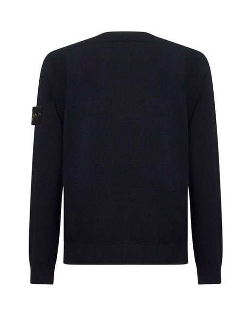 Stone Island Blue Rws Stretch Wool Crewneck Sweater for men