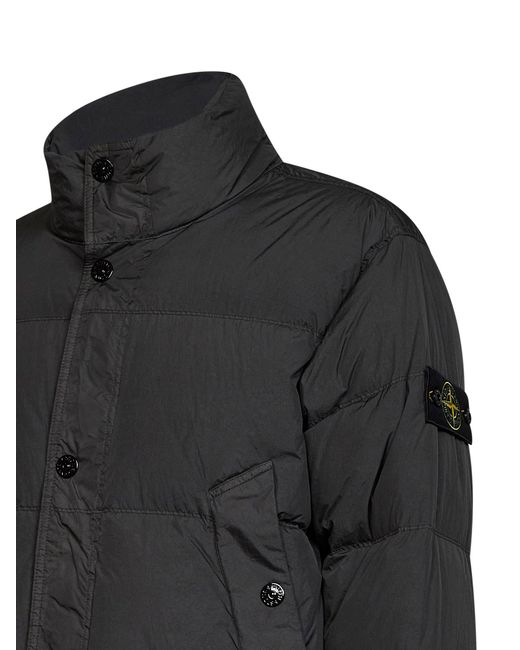 Stone Island Black Lead Crinkle Reps Ny Down Jacket for men