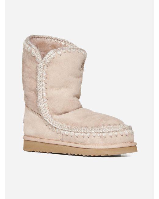 Mou Natural Eskimo Suede And Shearling Ankle Boots