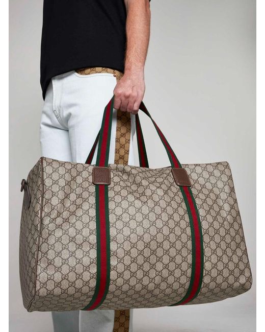Gucci GG Supreme Fabric Large Travel Bag in Brown for Men Lyst UK