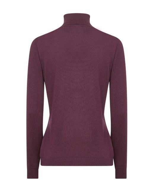 Blanca Vita Purple Burgundy Lightweight Virgin Wool Knit Turtleneck Sweater
